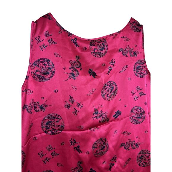 Vtg Dorman 100% Silk Asian Inspired Top Sleeveless Tank Red Dragon XL - Picture 7 of 8